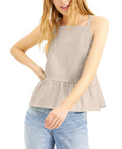 INC International Concepts Women EARTH Tie Back Peplum Camisole Cashmere Cream