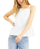 INC International Concepts Women EARTH Tie Back Peplum Camisole Washed White