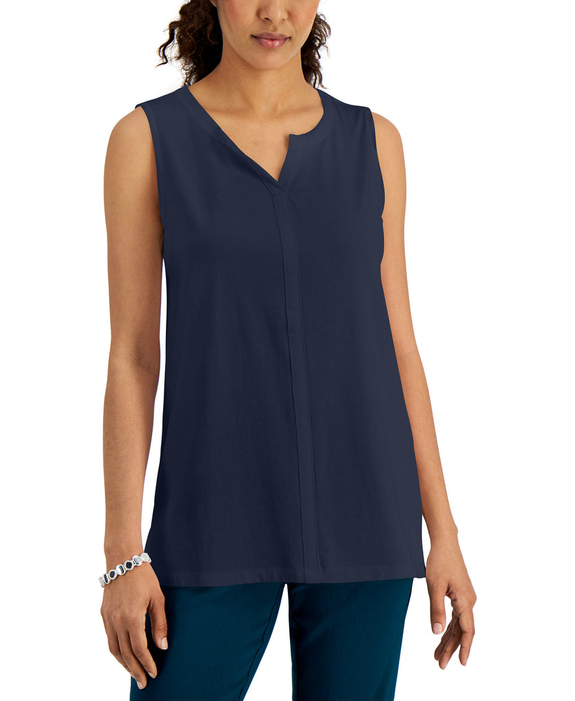 Karen Scott Women Split Neck Sleeveless Tunic