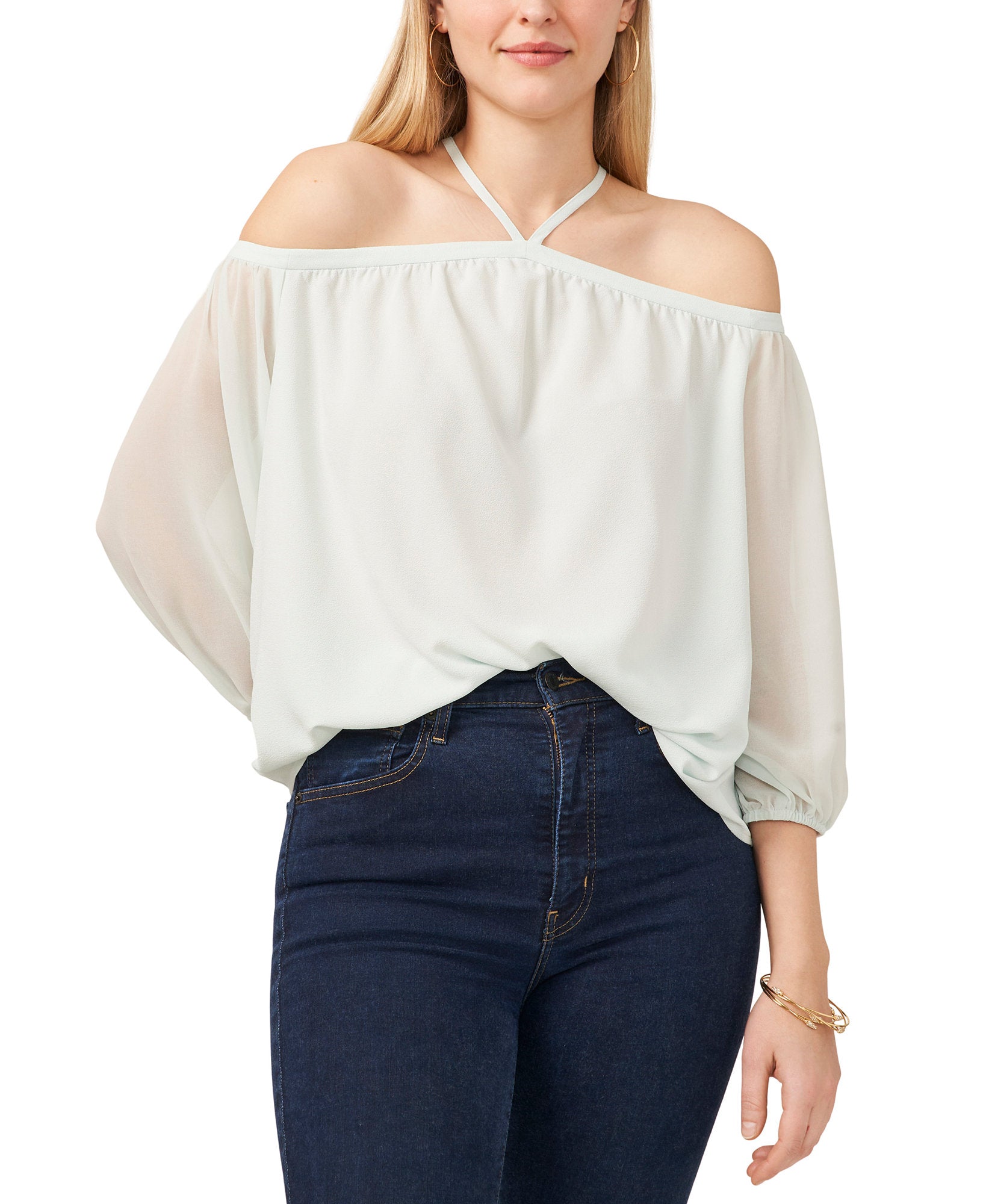 1.STATE Women Plus Cold Shoulder Top Mint Julep