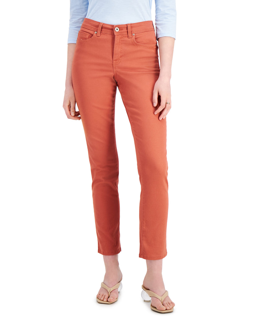 Style & Co Women Tummy Control High Rise Straight Jeans Brick Oven