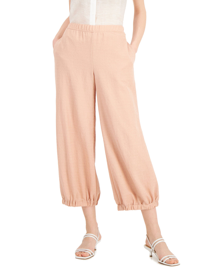 Alfani Women Textured Cropped Jogger Pants Fresh Clay