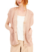 Alfani Women Petite Cotton Short Sleeve Cardigan Fresh Clay