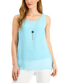 JM Collection Women Sleeveless Necklace Top Bachelor Button