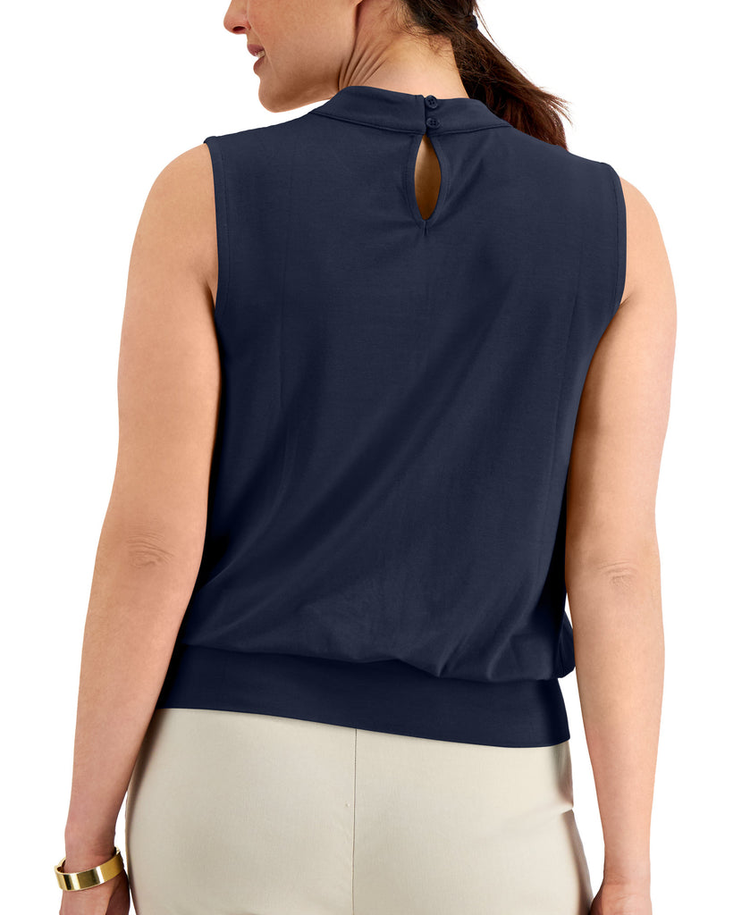 JM Collection Women Keyhole Mock Neck Top