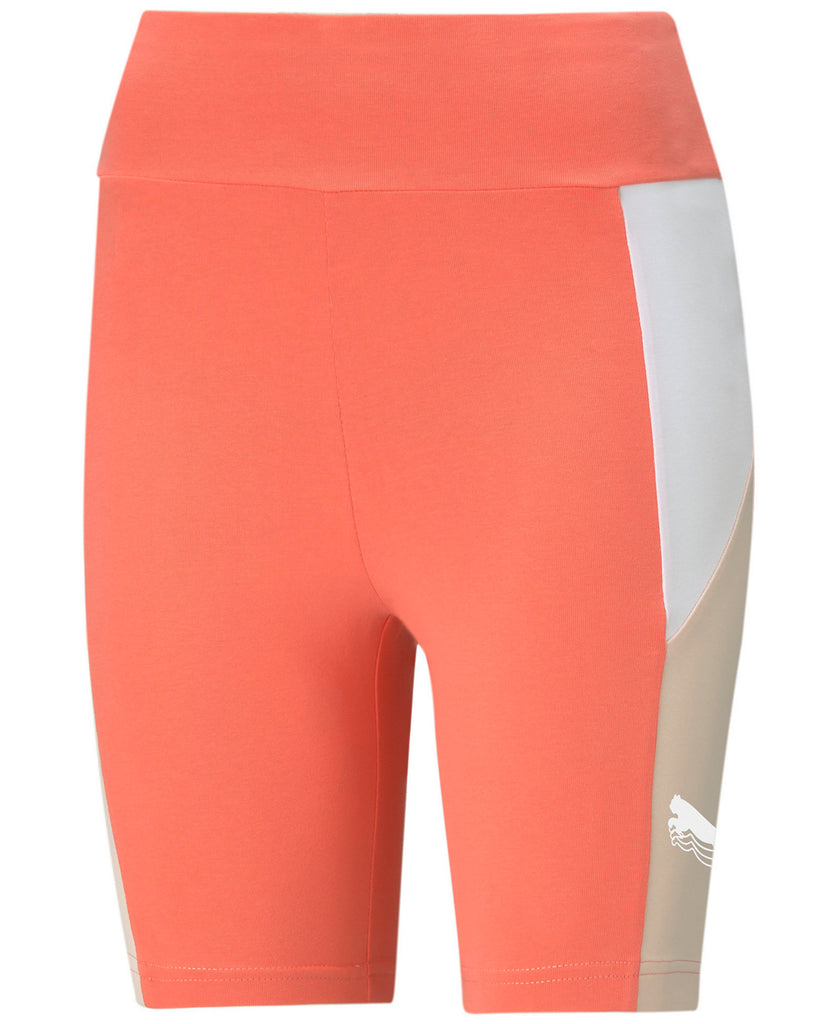 Puma Women Rebel Colorblocked High Rise Bike Shorts Georgia Peach