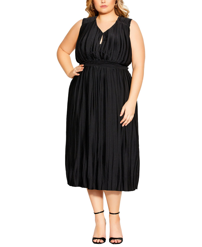 City Chic Women Plus Perfect Pleat Dress Black