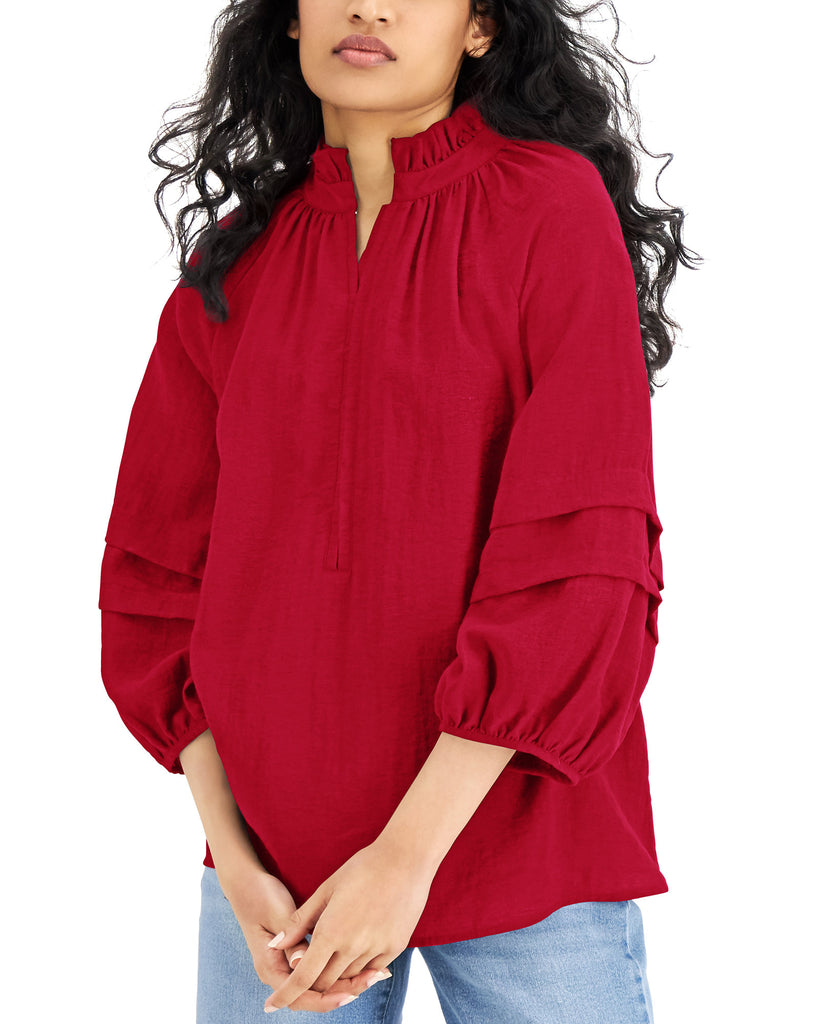 INC International Concepts Women Poet Blouse Real Red