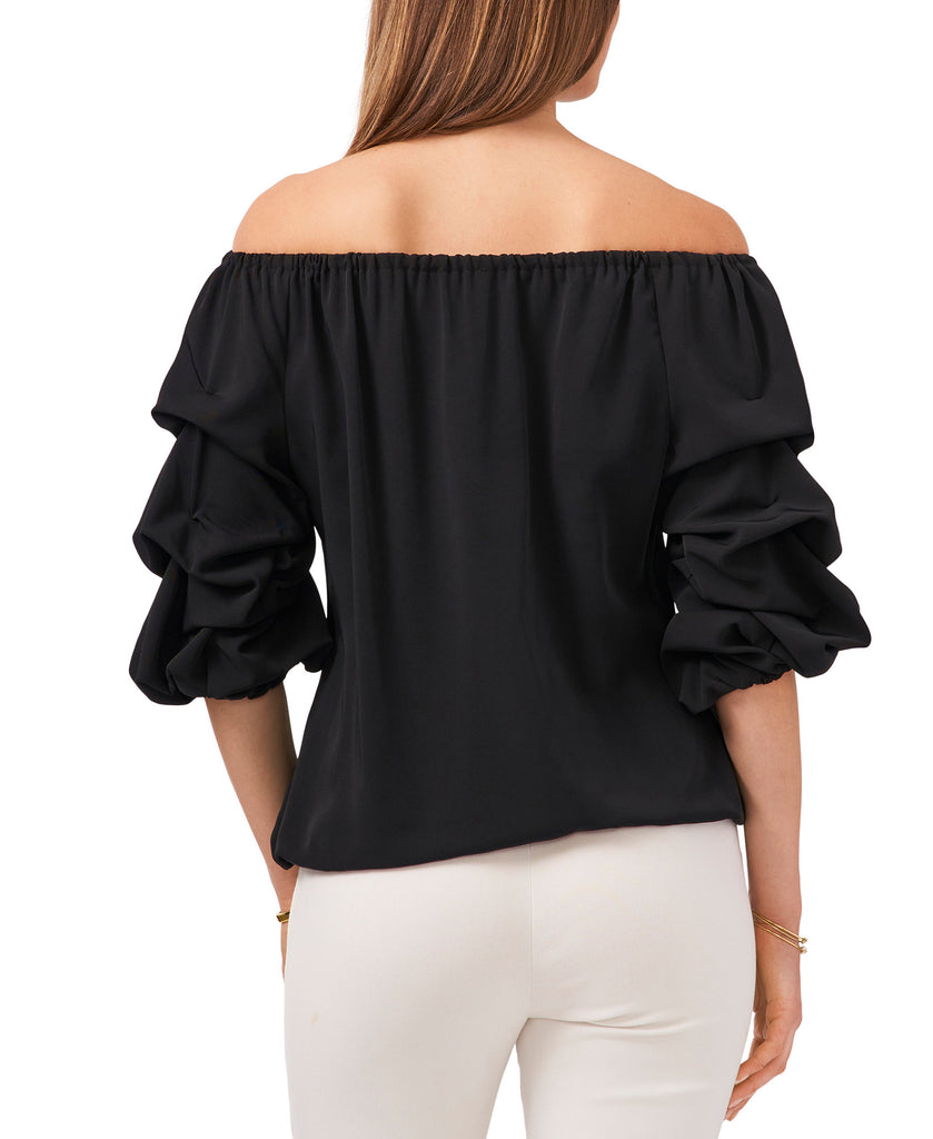 MSK Women Solid Off The Shoulder Bell Sleeve Tie Hem Top