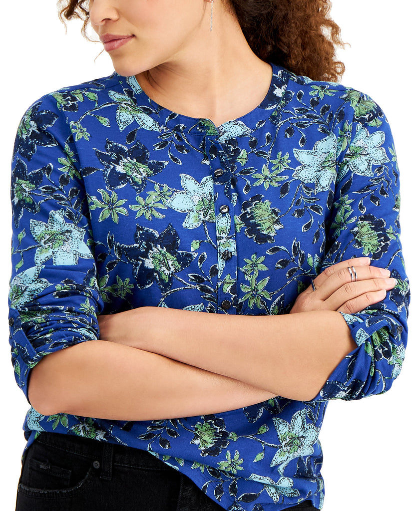 Style-&-Co-Women-Cotton-Printed-Henley-Shirt