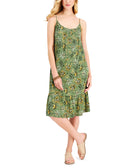 Style & Co Women Petite Floral Print Sleeveless Shift Dress Vine Green Combo