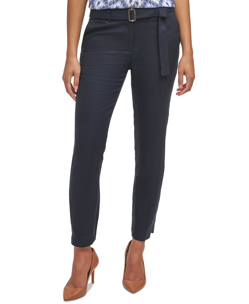 Calvin Klein Women Belted Slim Leg Pants Navy