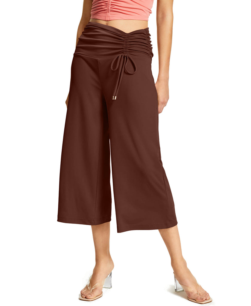 INC International Concepts Women Plus Ruched Culotte Deep Sienna