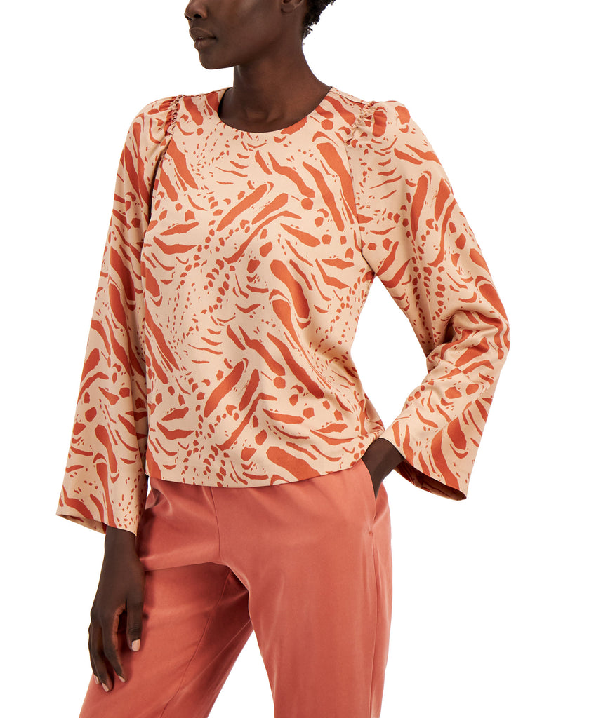 Alfani Women Abstract Print Ruffled Sleeve Blouse