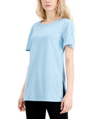 Alfani Women Side Slit Tunic Top Rain Shower