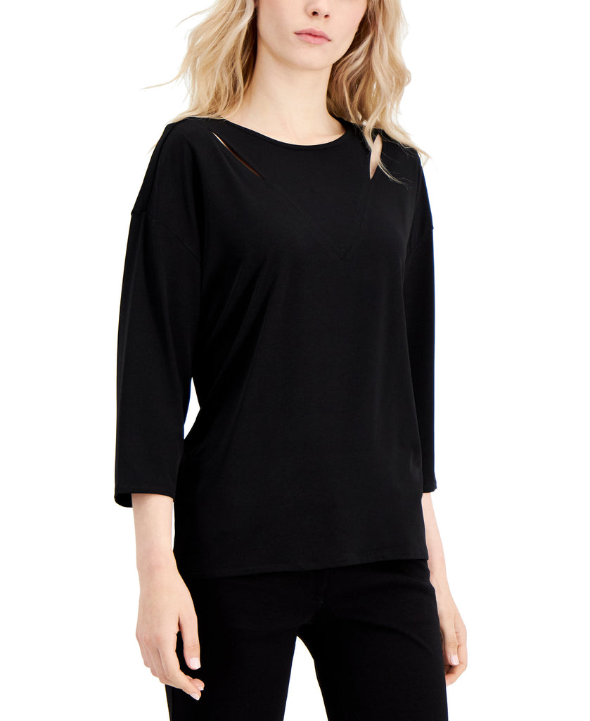 Alfani Women Cut Out Detail Top Deep Black