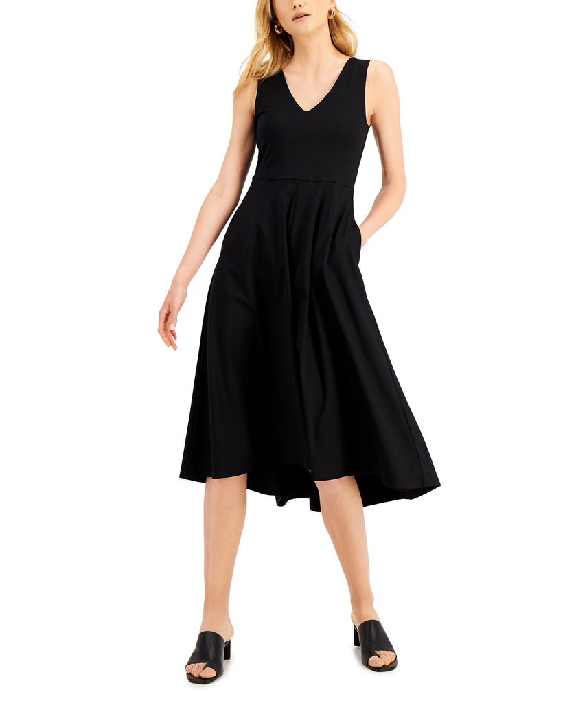 Alfani Women Solid V Neck Tank Dress Deep Black