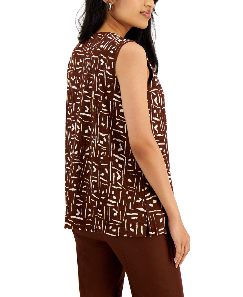 Alfani Women Geometric Print Textured Sleeveless Top