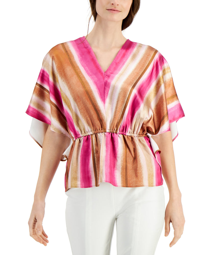 Alfani Women Striped Dolman Sleeve Top Pink United Stripe