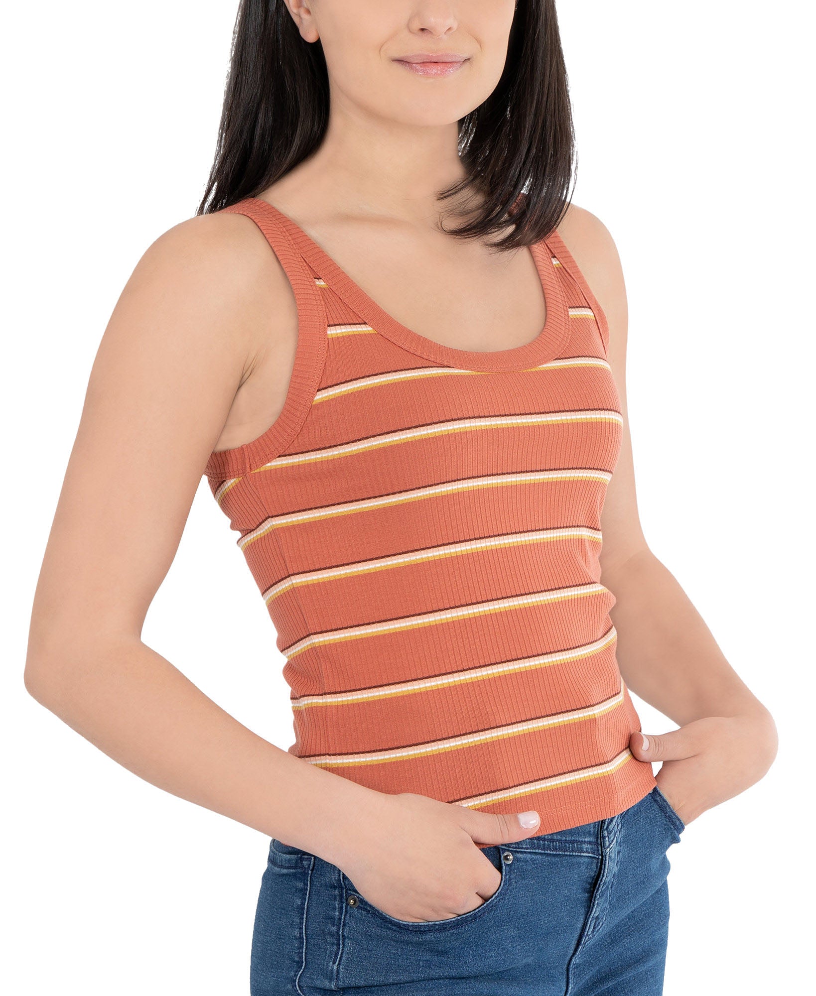 Hippie Rose Women Striped Rib Knit Tank Top