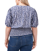 1.STATE Women Plus Smocked Waist Printed Top