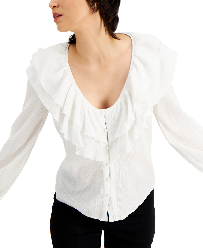 INC International Concepts Women Double Ruffle Blouse