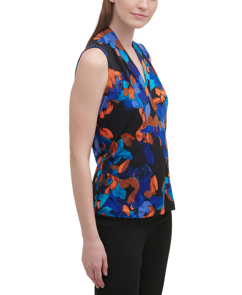 Calvin Klein Women Printed Pleated Neck Top