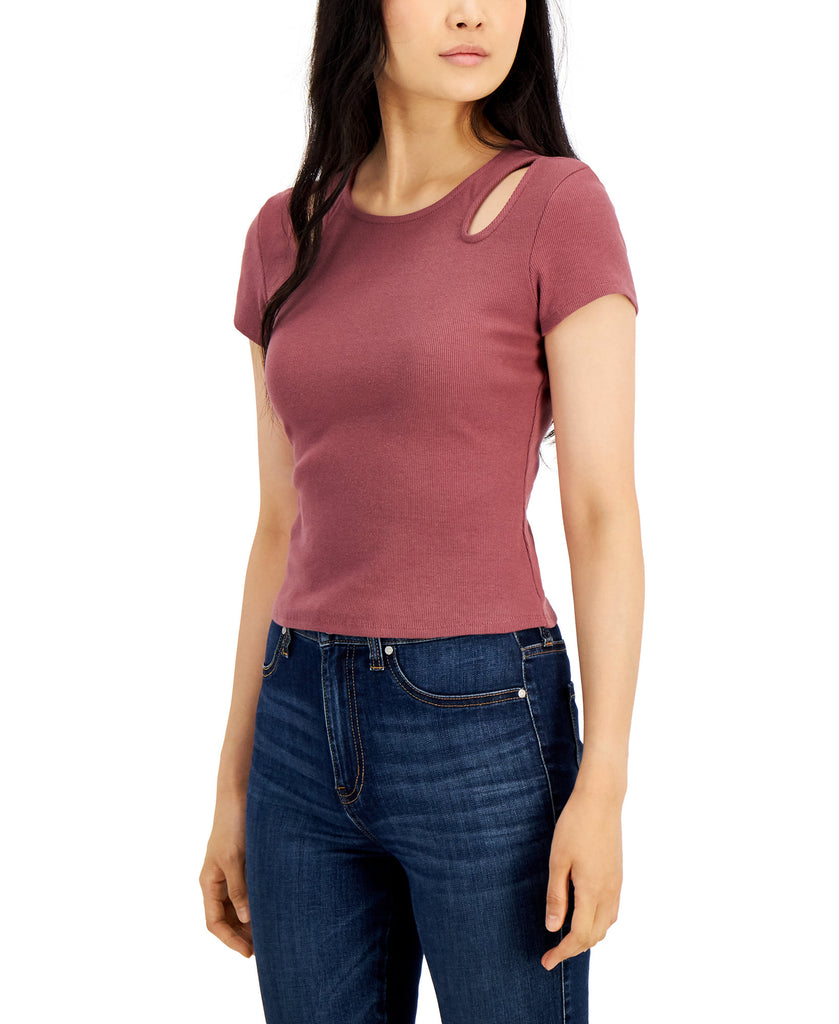 Self Esteem Women Cutout T Shirt Rose Brown