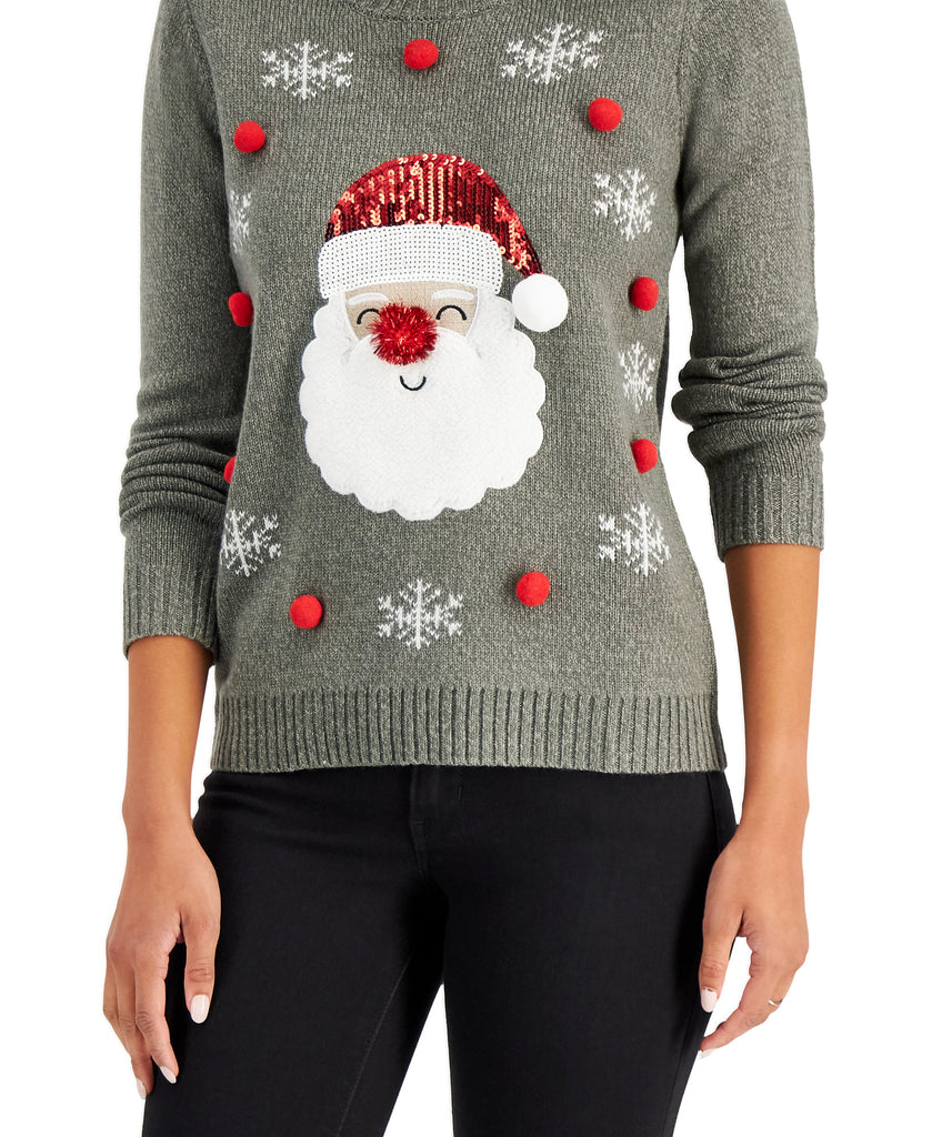 Karen Scott Women Sequined Santa Sweater