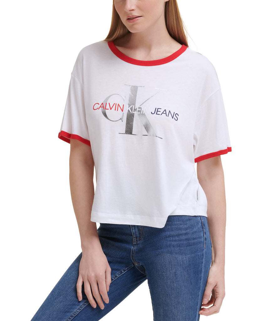 Calvin Klein Jeans Women Americana Logo T Shirt White