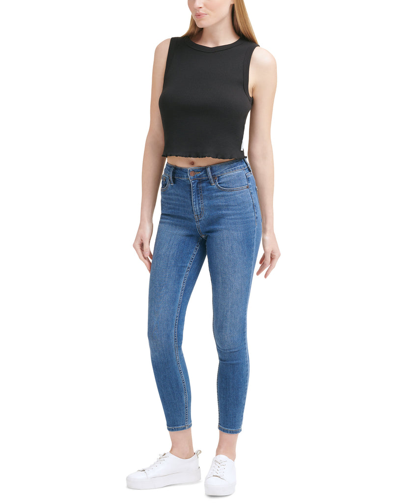 Calvin Klein Jeans Women Sleeveless Waffle Knit Crop Top