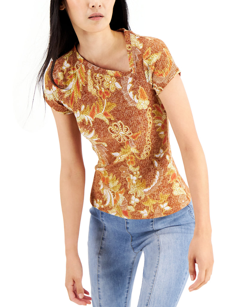 INC International Concepts Women Floral Print T Shirt Narina Scene