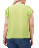 1.STATE Women Plus Flutter Sleeve V Neck Top