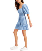 Bar III Women Chambray Smocked Waist Mini Dress