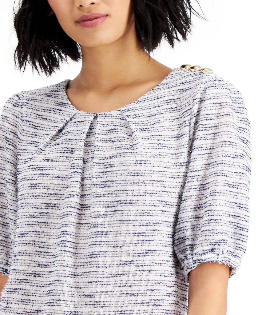 Charter Club Women Boucle Pleated Neck Top