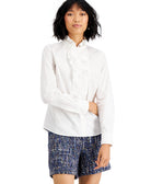 Charter Club Women Cotton Ruffled Shirt Bright White