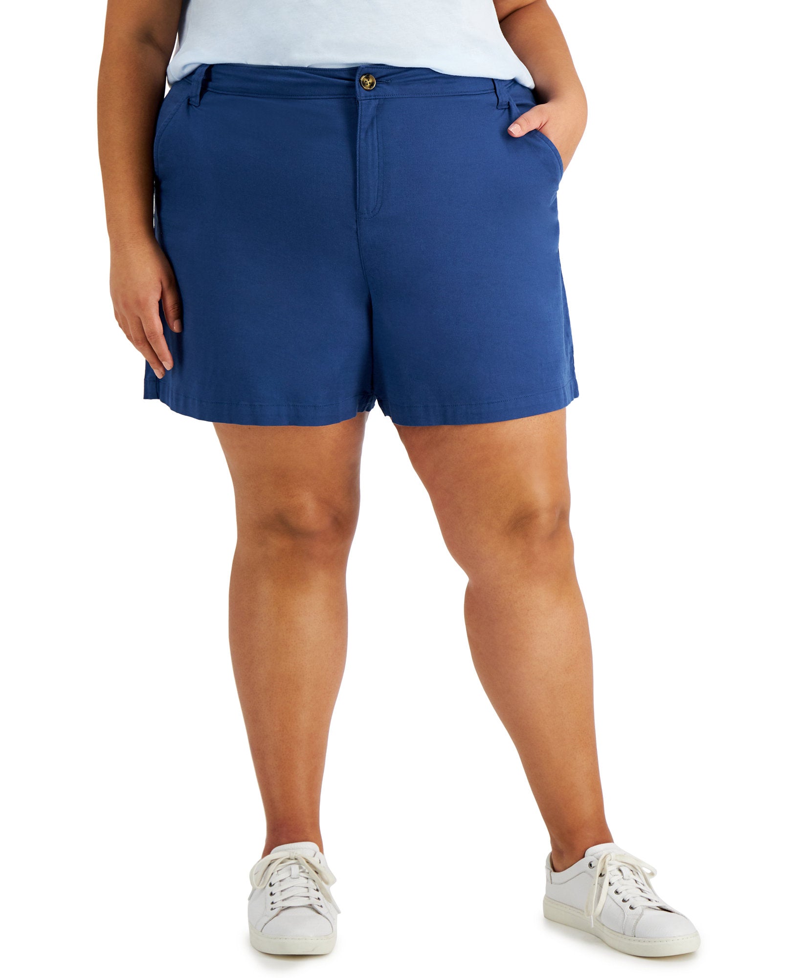 Style & Co Women Plus Flutter Shorts Deep Harbor
