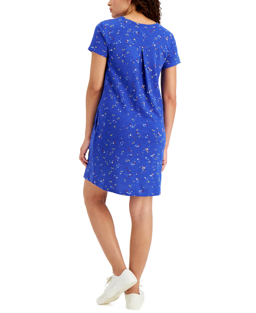 Style & Co Women Petite Cotton Print T Shirt Dress