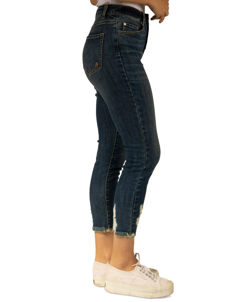 Indigo Rein Women Ripped Raw Hem Cropped Skinny Jeans