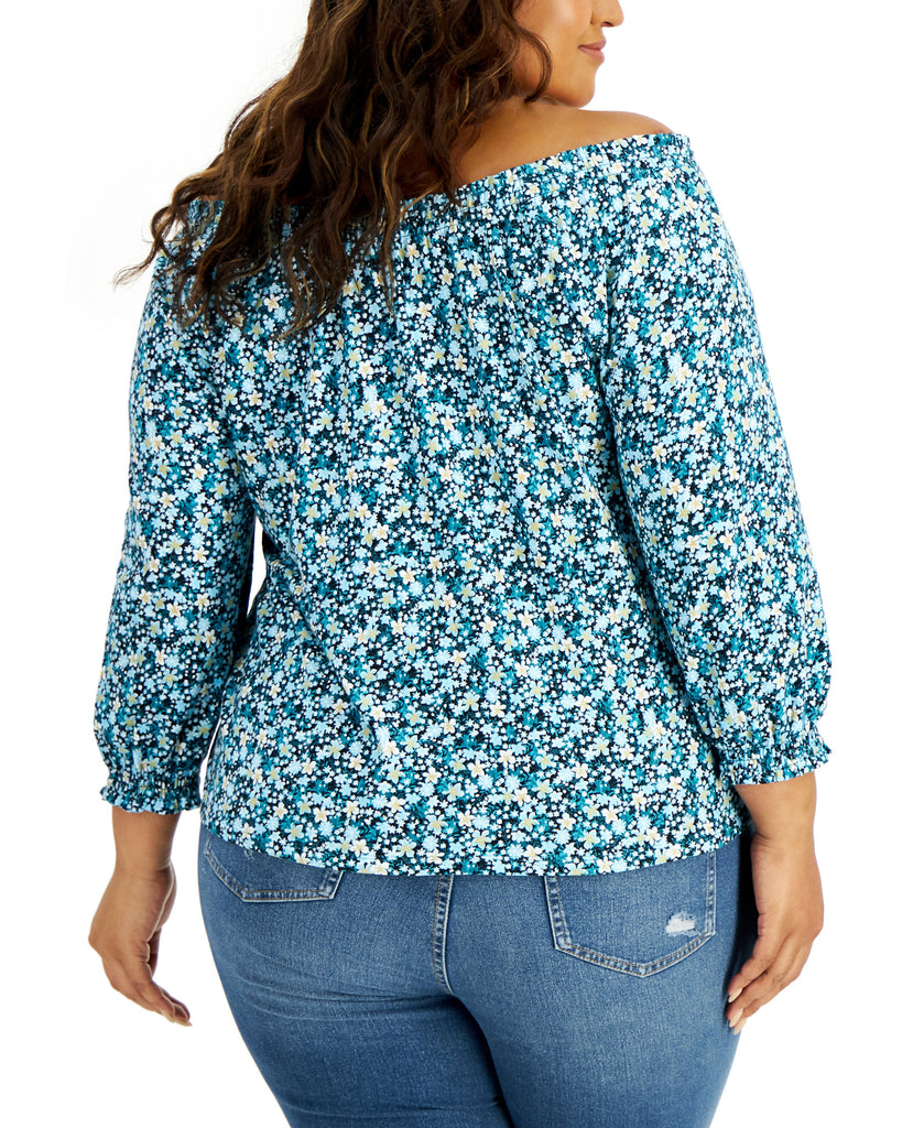 Style & Co Women Plus Cotton Ditsy Print Top