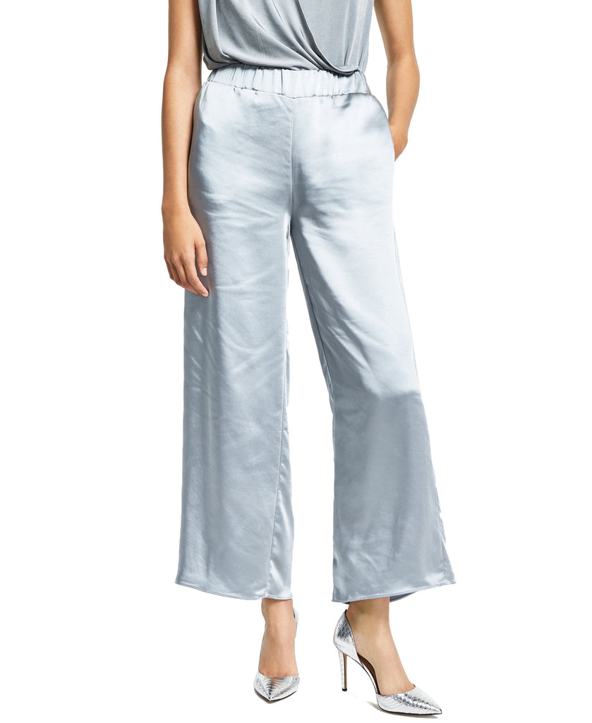 Alfani Women Pull On Wide Leg Satin Pants Greystone