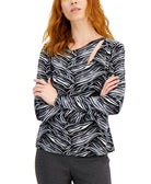 JPR Studio Women Cutout Printed Top Black Sunrise