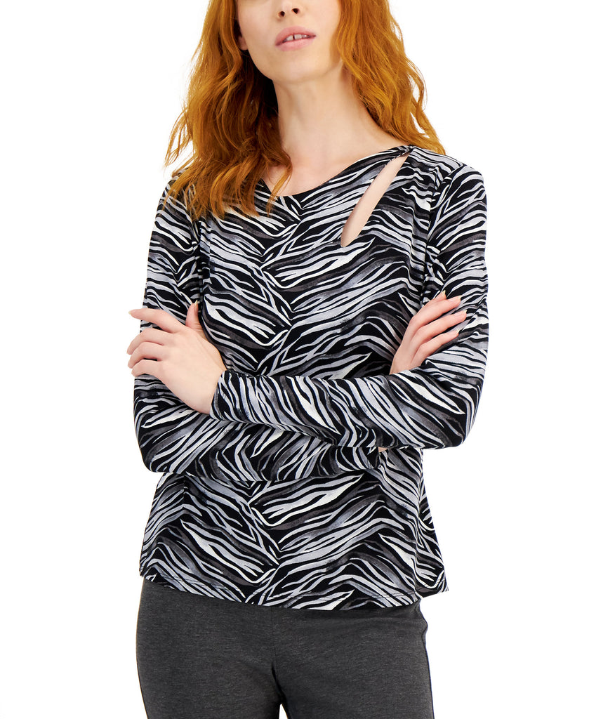 JPR Studio Women Cutout Printed Top Black Sunrise