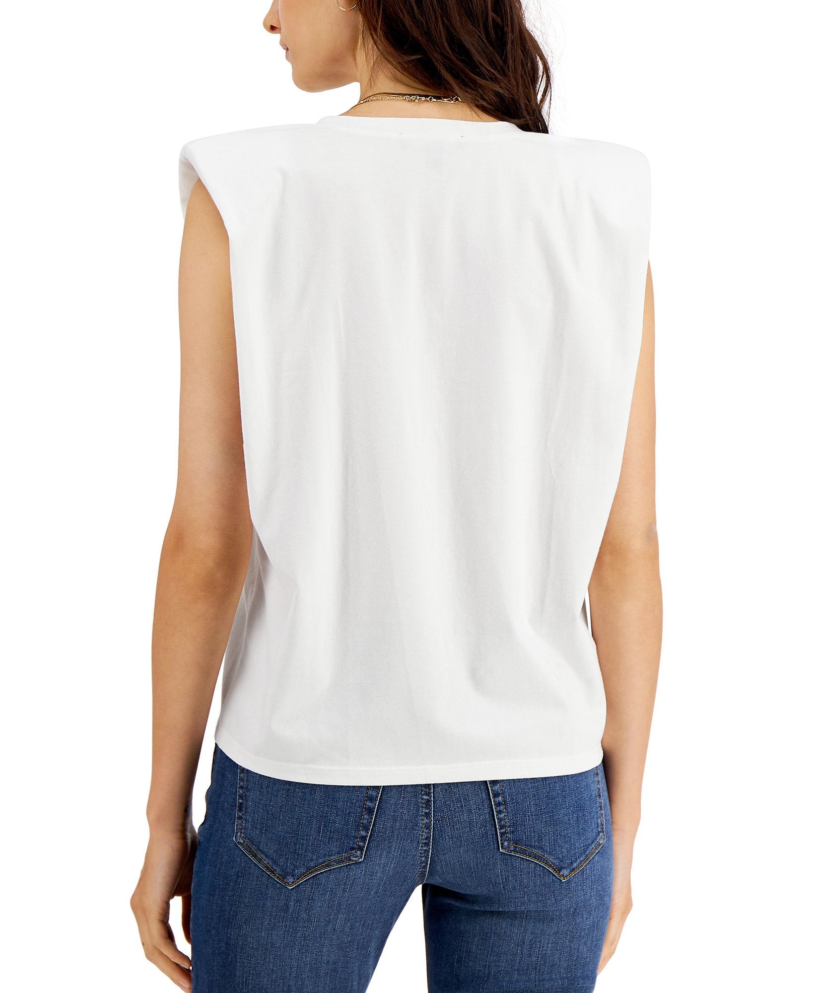 INC International Concepts Women Strong Shoulder V Neck T Shirt