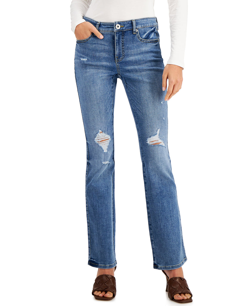 INC International Concepts Women Mid Rise Bootcut Jeans Tessa Wash