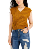 Sugar Moon Juniors Cable Knit Sweater Vest Camel
