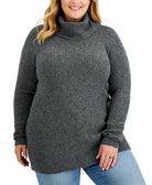 Style & Co Women Plus Cowlneck Tunic Sweater Ink Black Heather