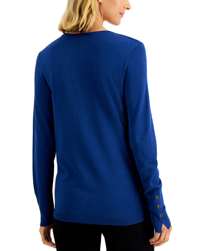 JM Collection Women Button Sleeve Sweater