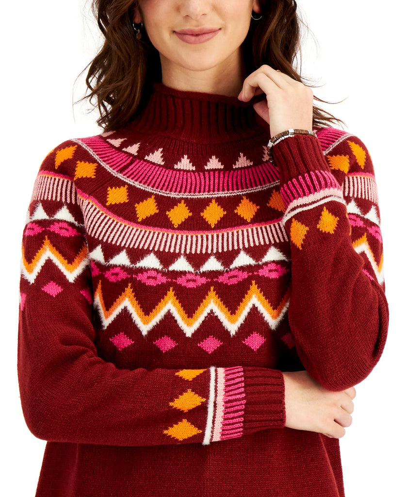 Style & Co Women Fair Isle Mock Neck Sweater