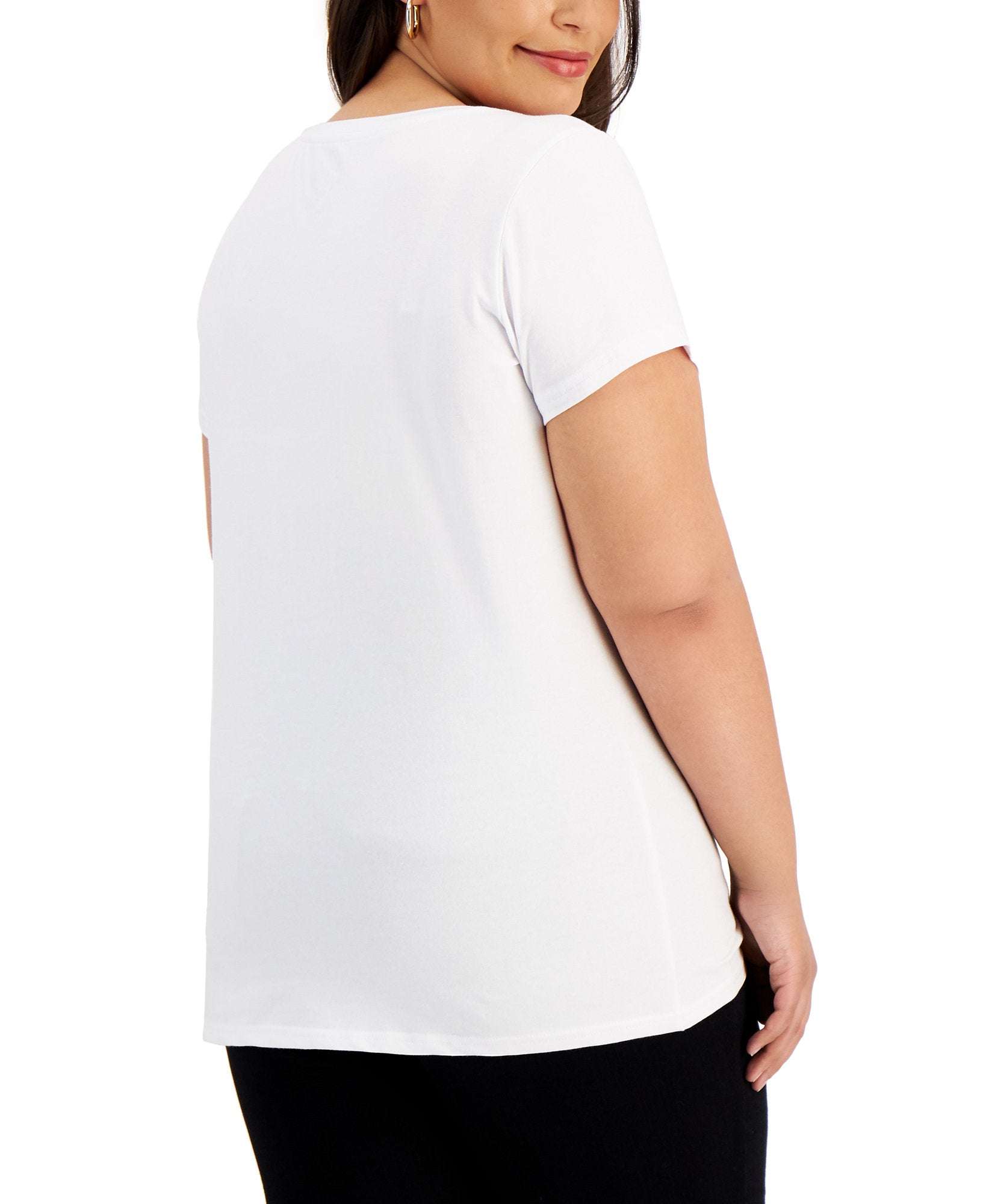 Aveto Women Plus Trendy Fitted V Neck T Shirt